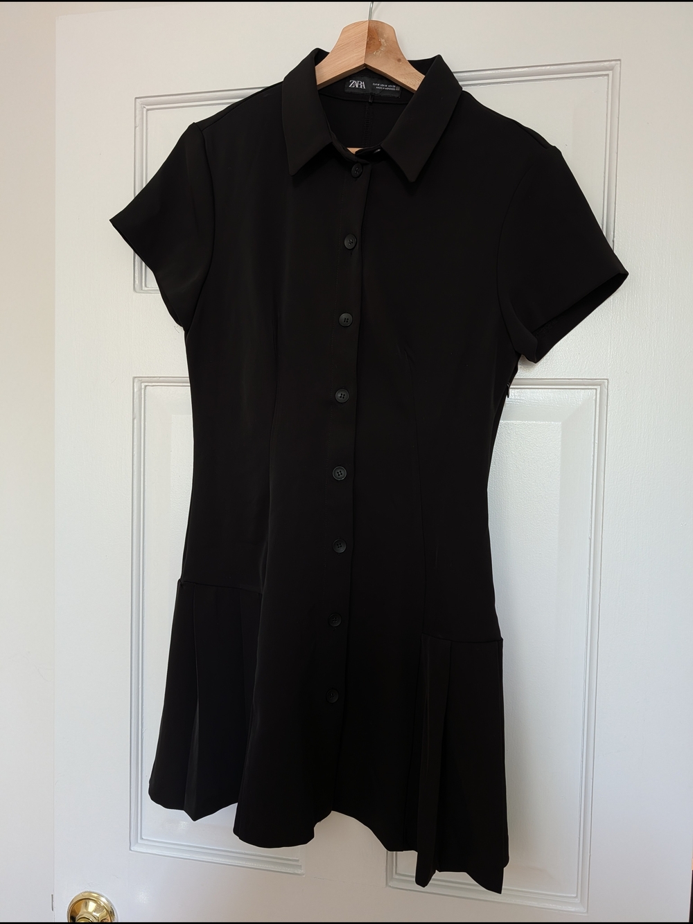 Zara Black Short Sleeve Shirt Dress size M